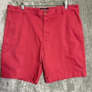 Chaps Mens 38 Stretch Chino Shorts Coral Salmon Flat Front Casual 9” Inseam